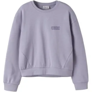 NAME IT KIDS sweater met tekst - lila Paars Tekst