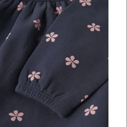 NAME IT MINI gebloemde sweatjurk donkerblauw, foto 4
