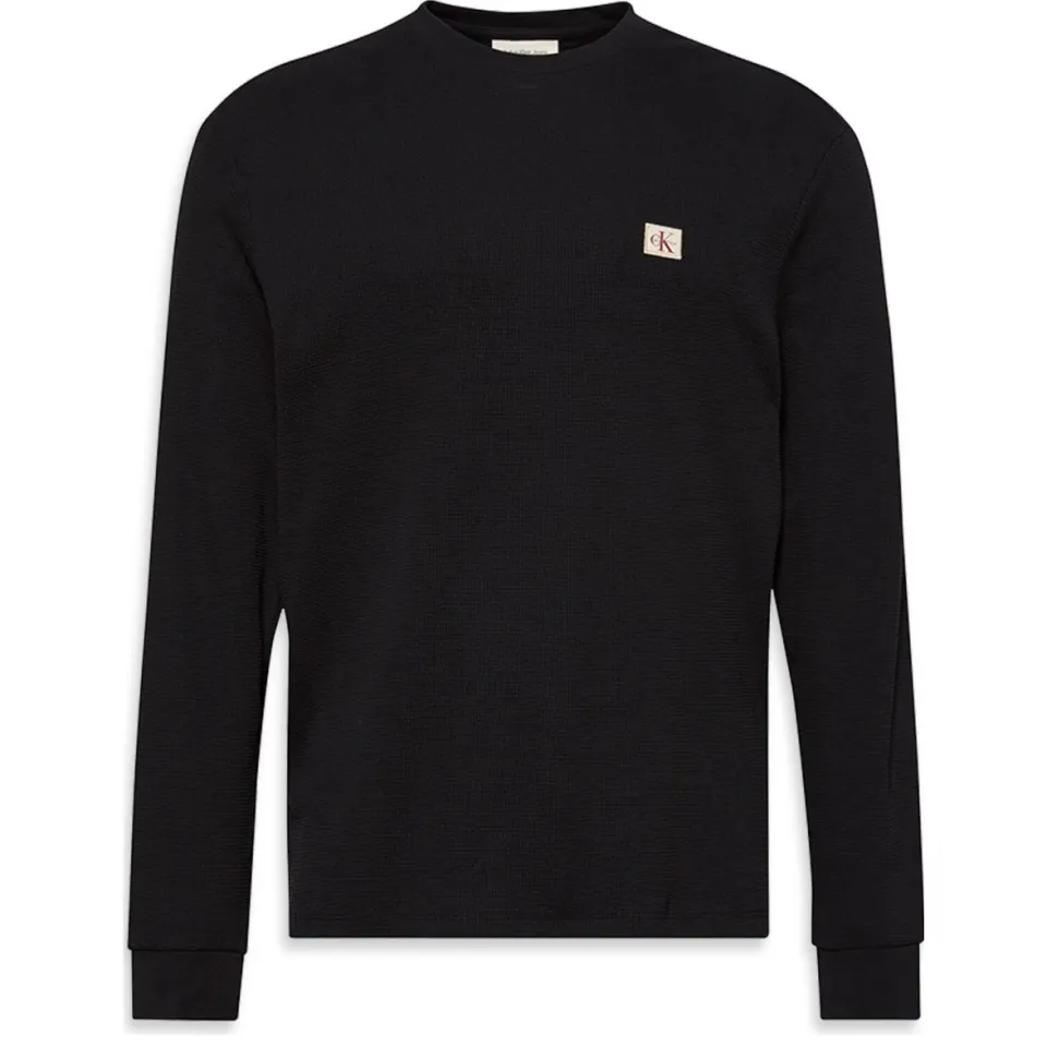 Calvin Klein JEANS longsleeve met ingebreid patroon zwart, foto 2