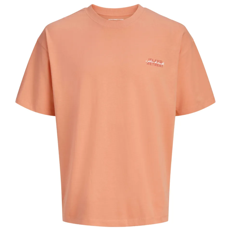Jack & Jones T-shirt met backprint koraaloranje, foto 2