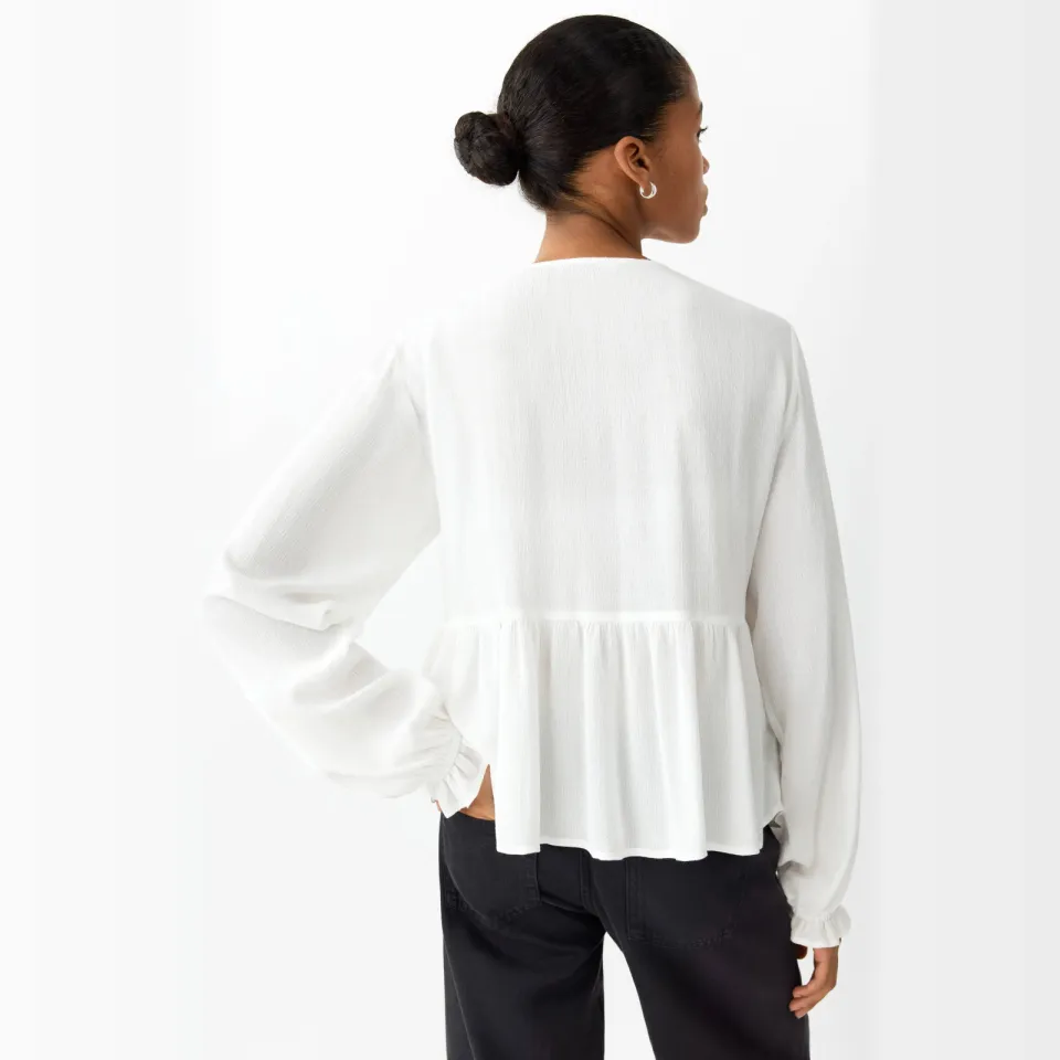 Mango Teen rechtvallende blousetop met ruches naturel wit, foto 4