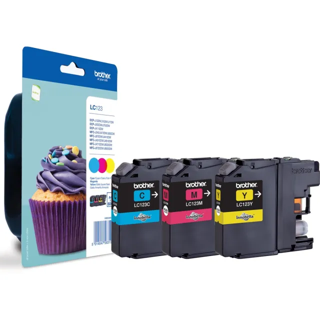 Brother Inktcartridge brother lc-123rbwbp 3 kleuren cyaan