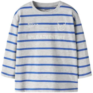NAME IT MINI gestreepte longsleeve grijs Grijs/blauw