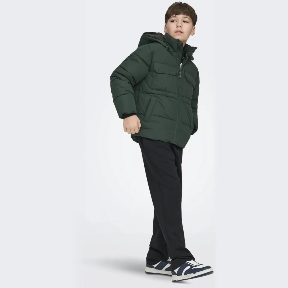 Only & Sons Junior gewatteerde winterjas donkergroen