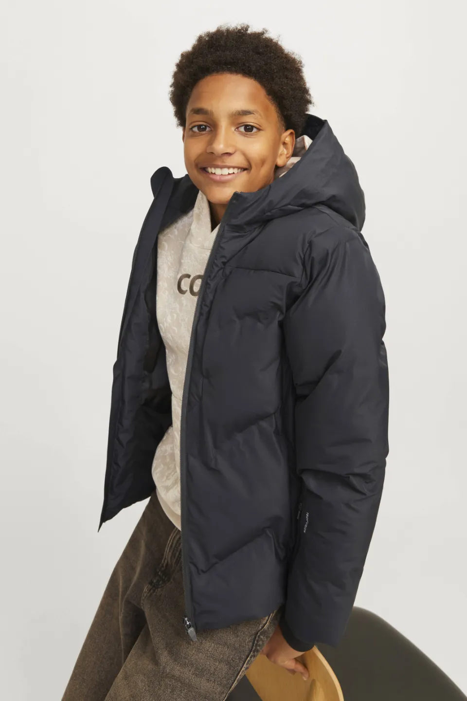 Jack & Jones Junior quilted winterjas zwart, foto 4