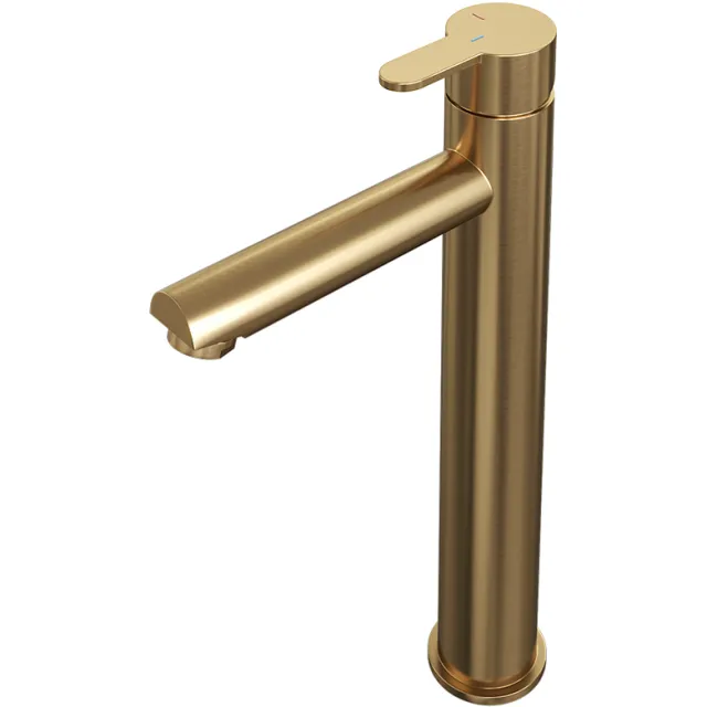 Brauer Wastafelmengkraan Brauer Gold Edition Coldstart Opbouw Hoog Korte Platte Hendel Geborsteld Goud PVD