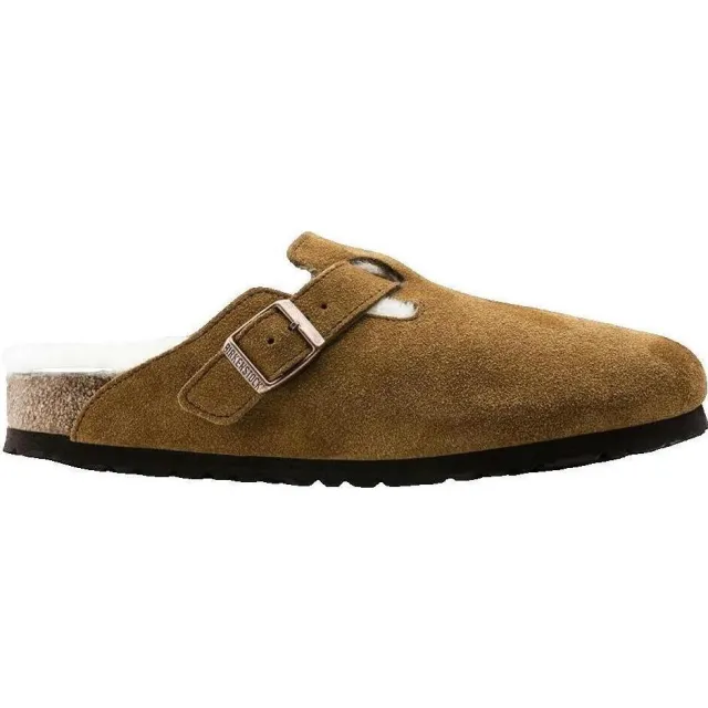 Birkenstock Boston Suede Shearling slippers bruin