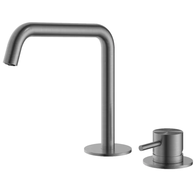 Wastafelmengkraan Hotbath Archie 2 Gats Zonder Waste Geborsteld Gunmetal PVD