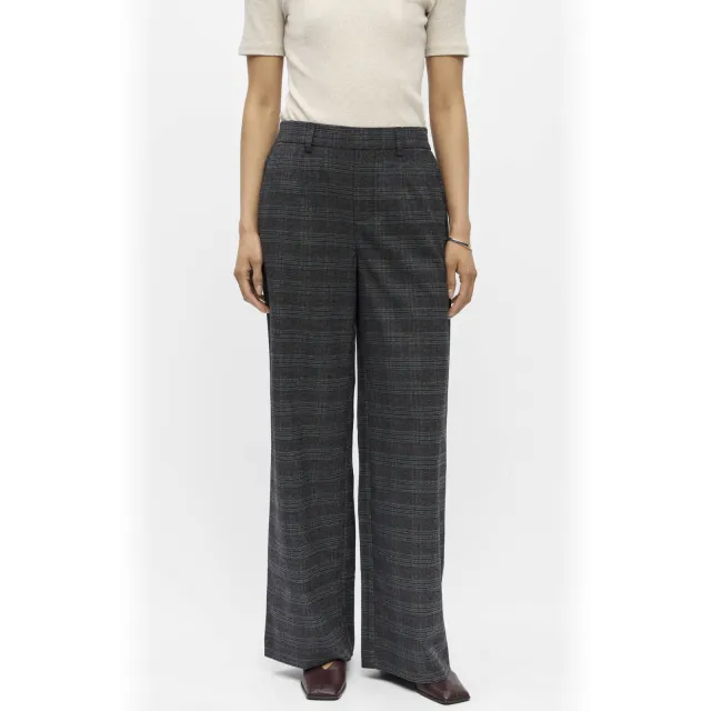 Object wide leg pantalon met krijtstreep - grijs, foto 3