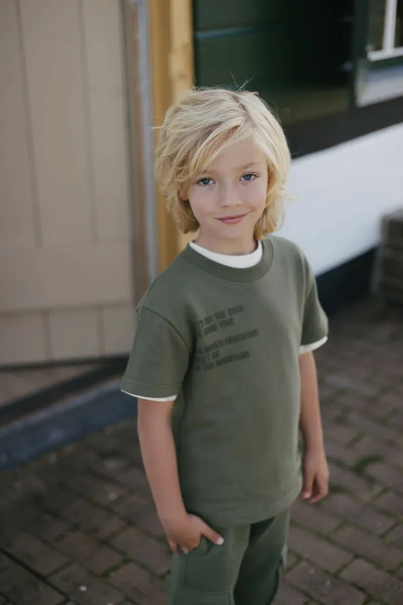 LEVV Little t-shirt groen met tekstprint