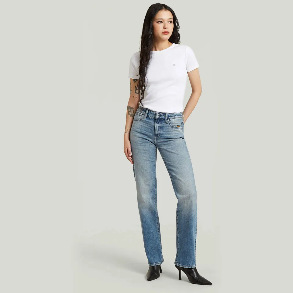 G-Star straight leg jeans blauw Medium blue denim