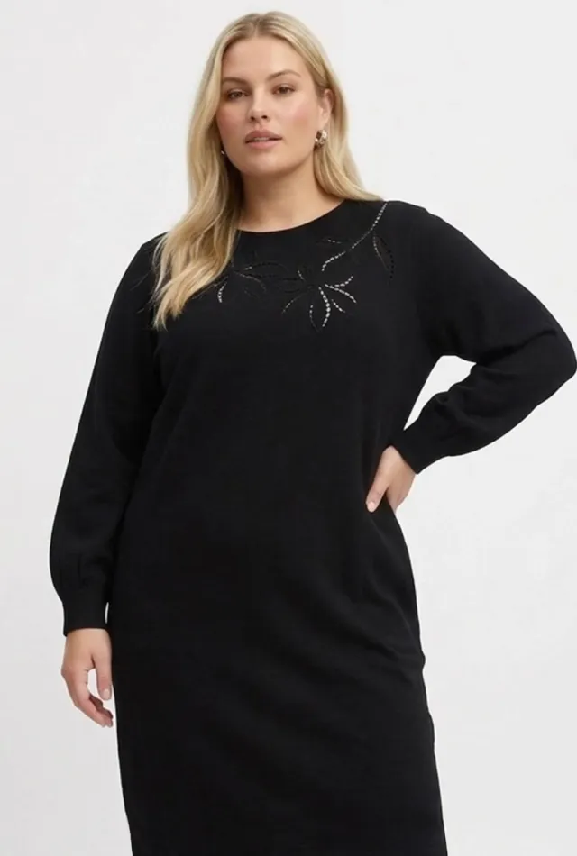 Yoek Moonfleece jurk zwart, foto 4