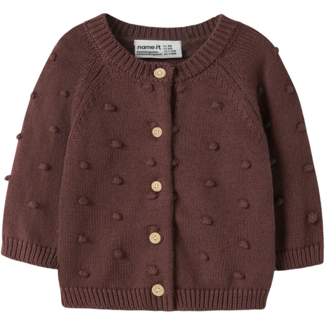 NAME IT BABY katoenen rechtvallend gebreid vest - donkerrood