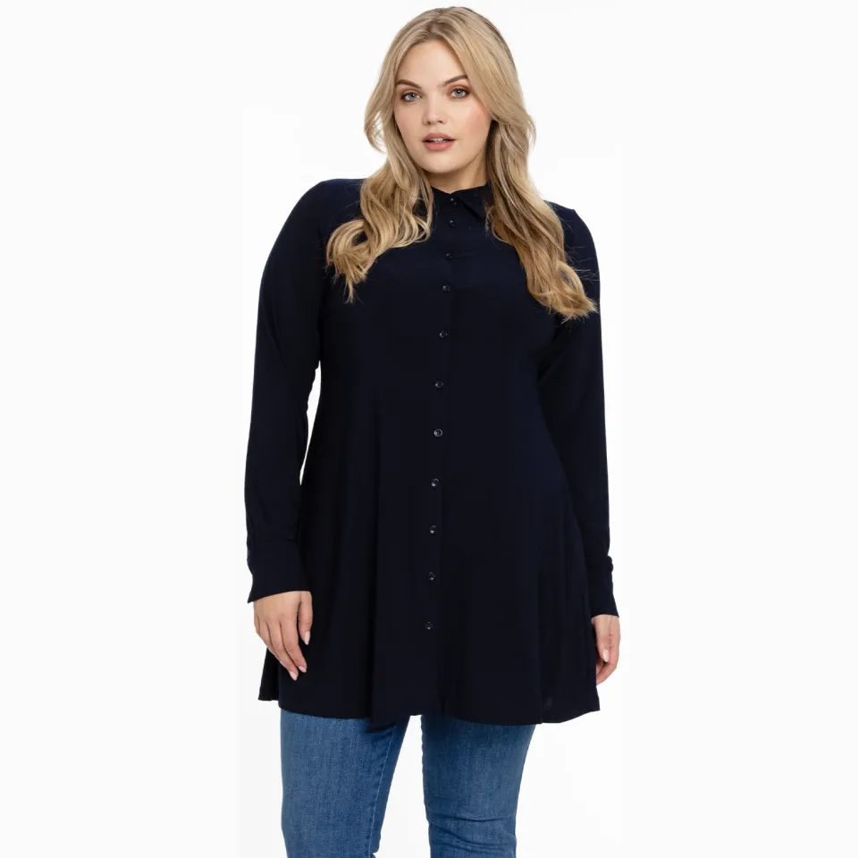Yoek A-lijn blouse donkerblauw