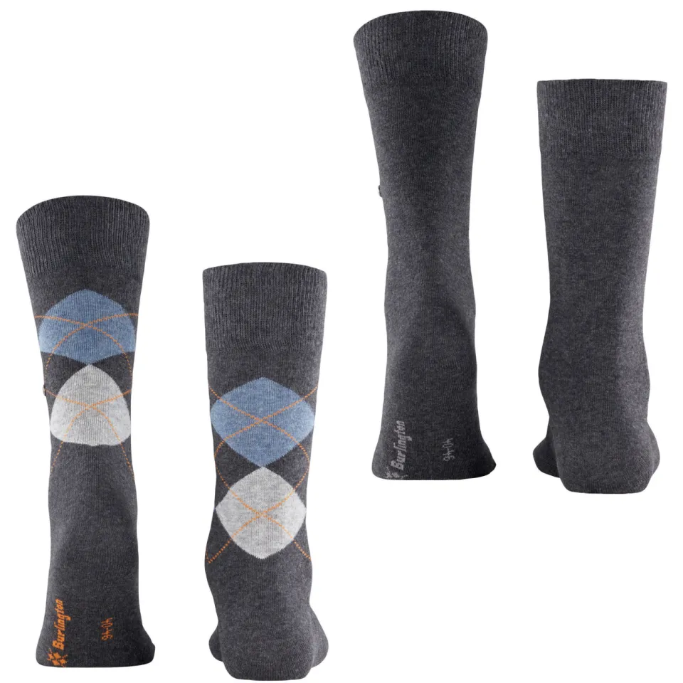 Burlington Everyday Argyle Mix sokken 2-pack grijs, foto 2