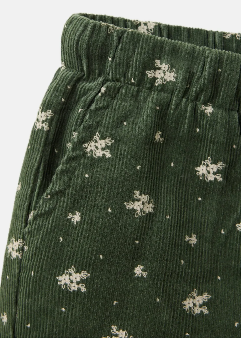 Mango Kids gebloemde corduroy broek donkergroen, foto 5