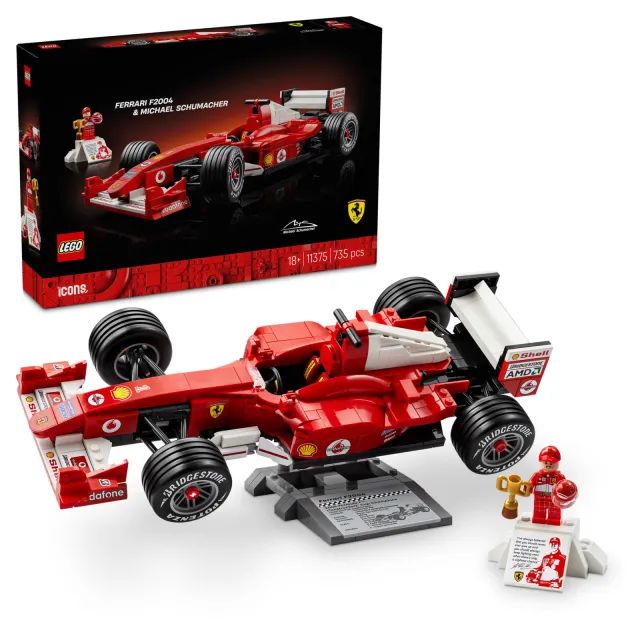 Lego Icons Ferrari F2004 en Michael Schumacher Modelauto 11375