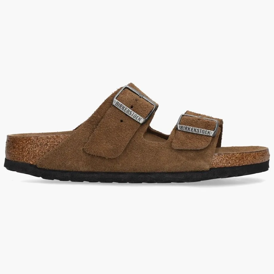 Birkenstock Platte sandalen BIRKENSTOCK Arizona Soft Footbed Suede Narrow - Dark Tea Tonal Bruin