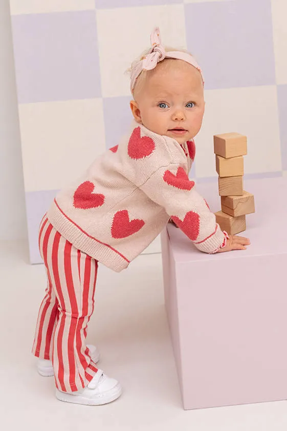 Babyface gestreepte flared babybroek roze wit Roze/wit