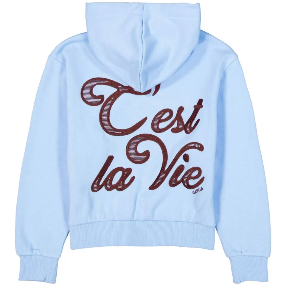 Garcia oversized hoodie met borduursels en backprint - lichtblauw, foto 4