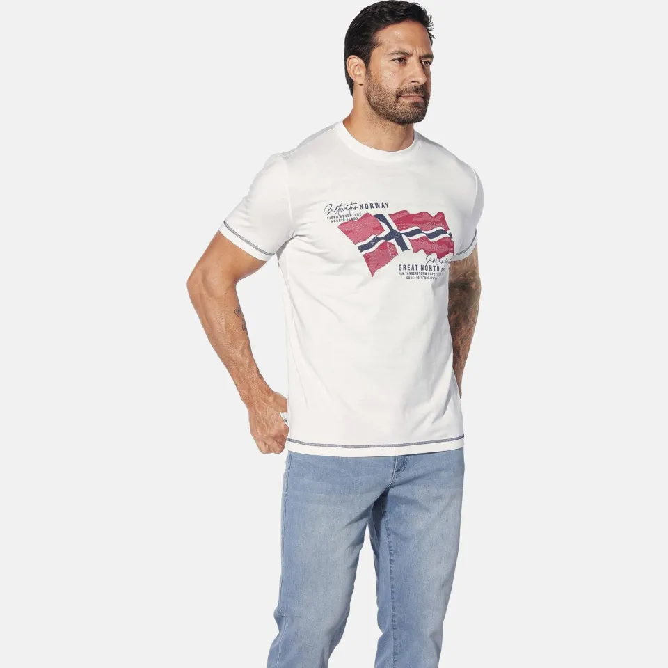 Jan Vanderstorm Balden T-shirt donkerblauw/wit 2-pack, foto 7
