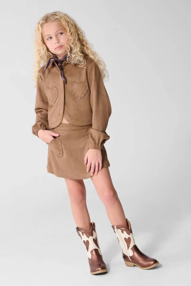 Shoeby suèdelook korte skort bruin