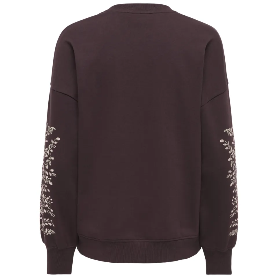 Only MATERNITY zwangerschaps gebloemde sweater donkerbruin, foto 5