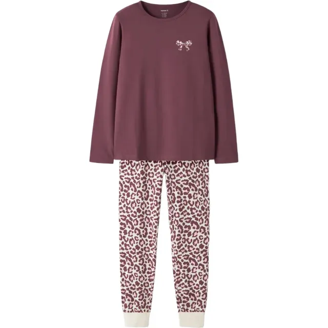 NAME IT Leo pyjama donkerrood/ecru