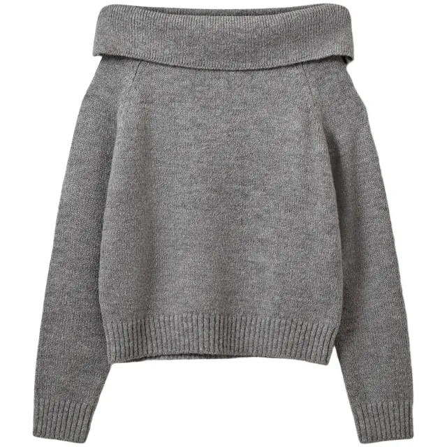 Sofie Schnoor girls off shoulder gebreide trui met wol - grijs, foto 2