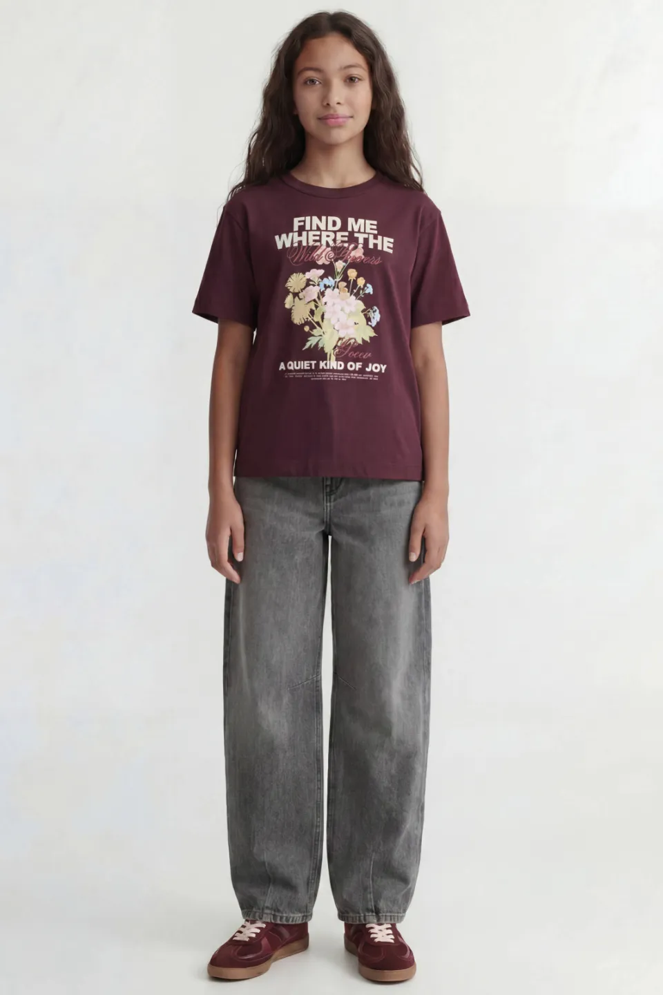 JJXX GIRL T-shirt met print aubergine