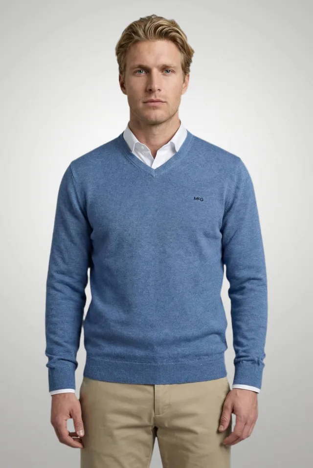 McGregor regular fit gebreide trui met kasjmier- lichtblauw vintage blue