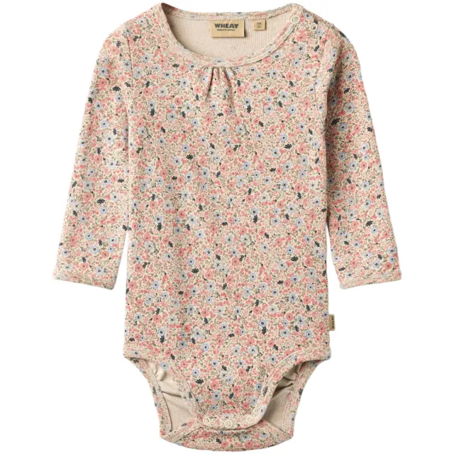 Wheat katoenen gebloemde romper - roze/beige/lichtblauw