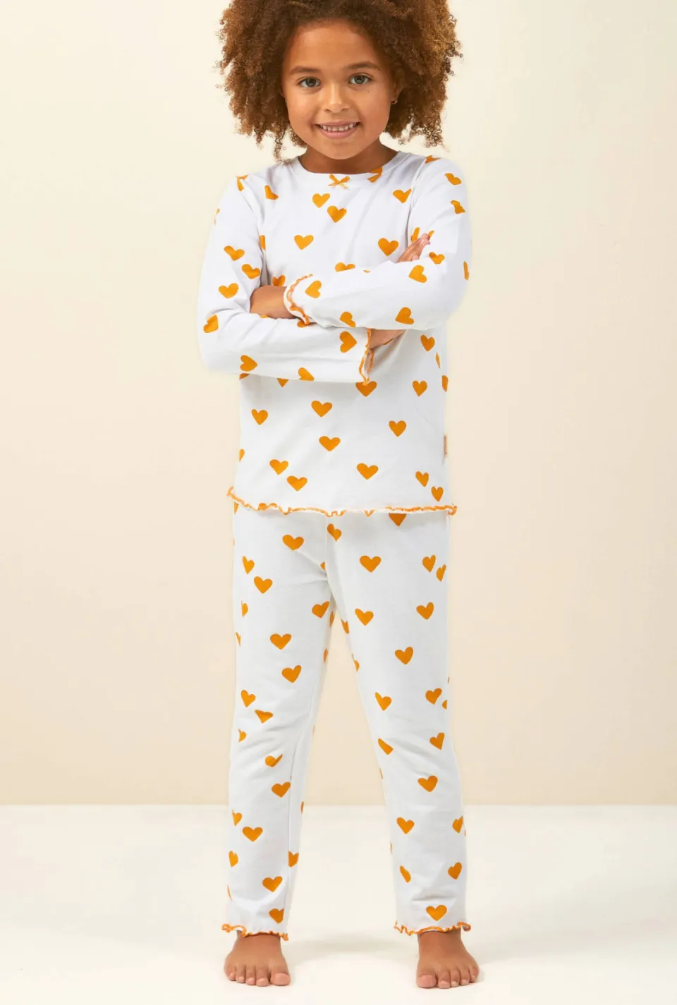 Little Label pyjama wit met hartjes print, foto 3