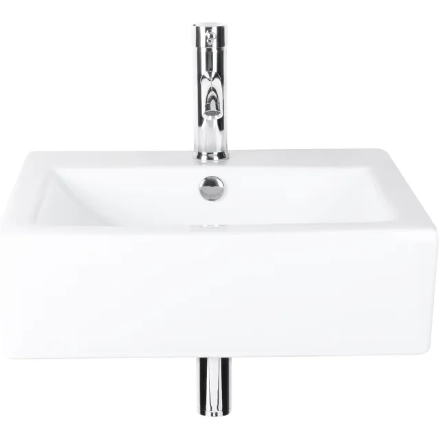 Differnz Fonteinset Differnz Rhea 52x40.5x15.5cm Keramiek Met Kraan en Sifon Chroom Wit