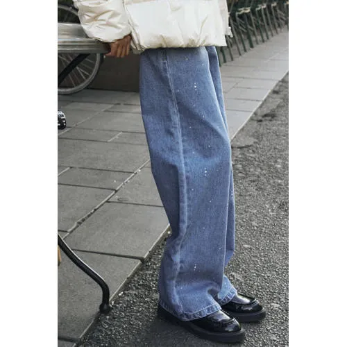 NAME IT KIDS NKFROSE wide leg jeans met print en studs - mediumblauw, foto 3