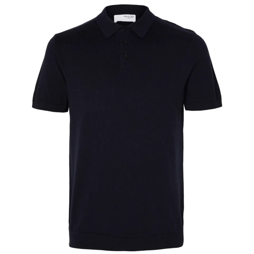 Selected regular polo fijn gebreid donkerblauw navy blazer-melange, foto 2
