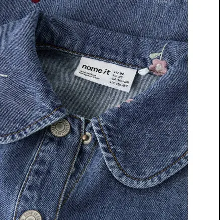 NAME IT gebloemde spijkerjurk middelblauw medium blue denim, foto 4