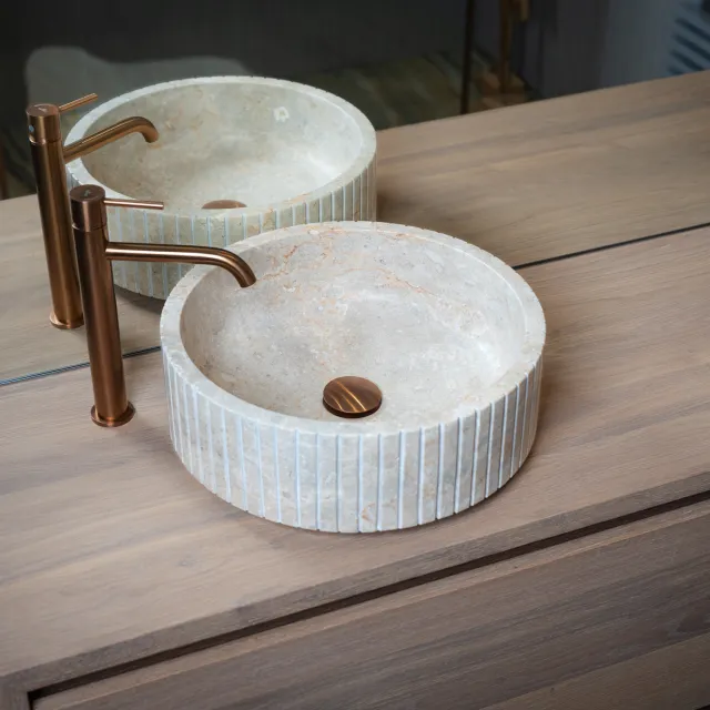 Loutro Waskom Loutro Jayda Rond 25x25x12 cm Marmer Loutro Crème