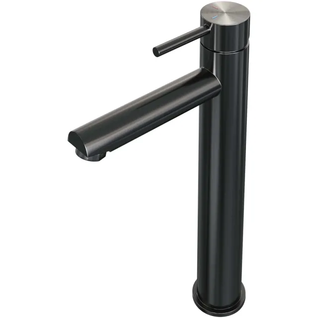 Brauer Wastafelmengkraan Brauer Gunmetal Edition Coldstart Opbouw Hoog Ronde Hendel Geborsteld Gunmetal PVD