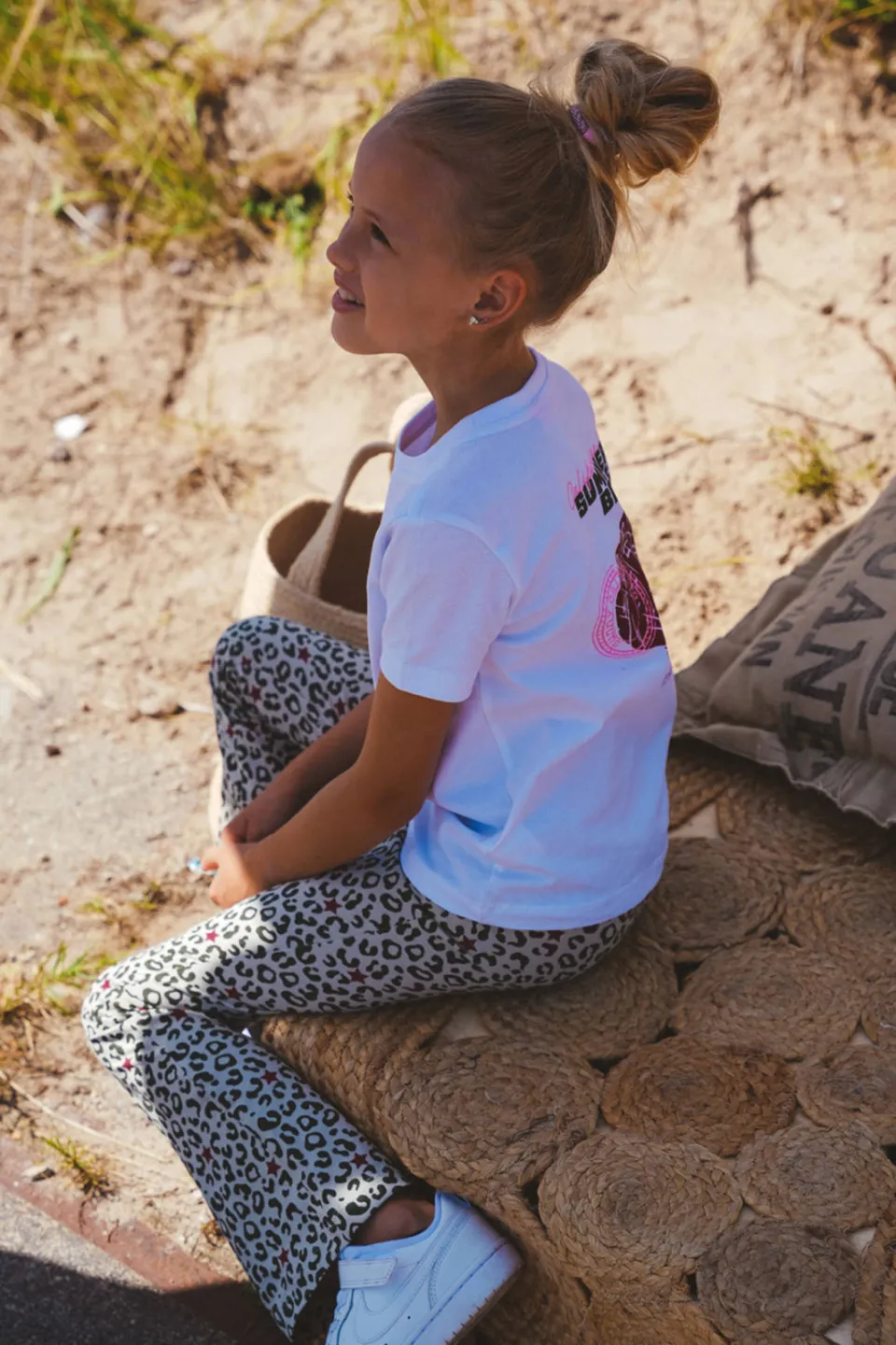 TYGO & vito jersey flared broek panterprint zand, foto 4