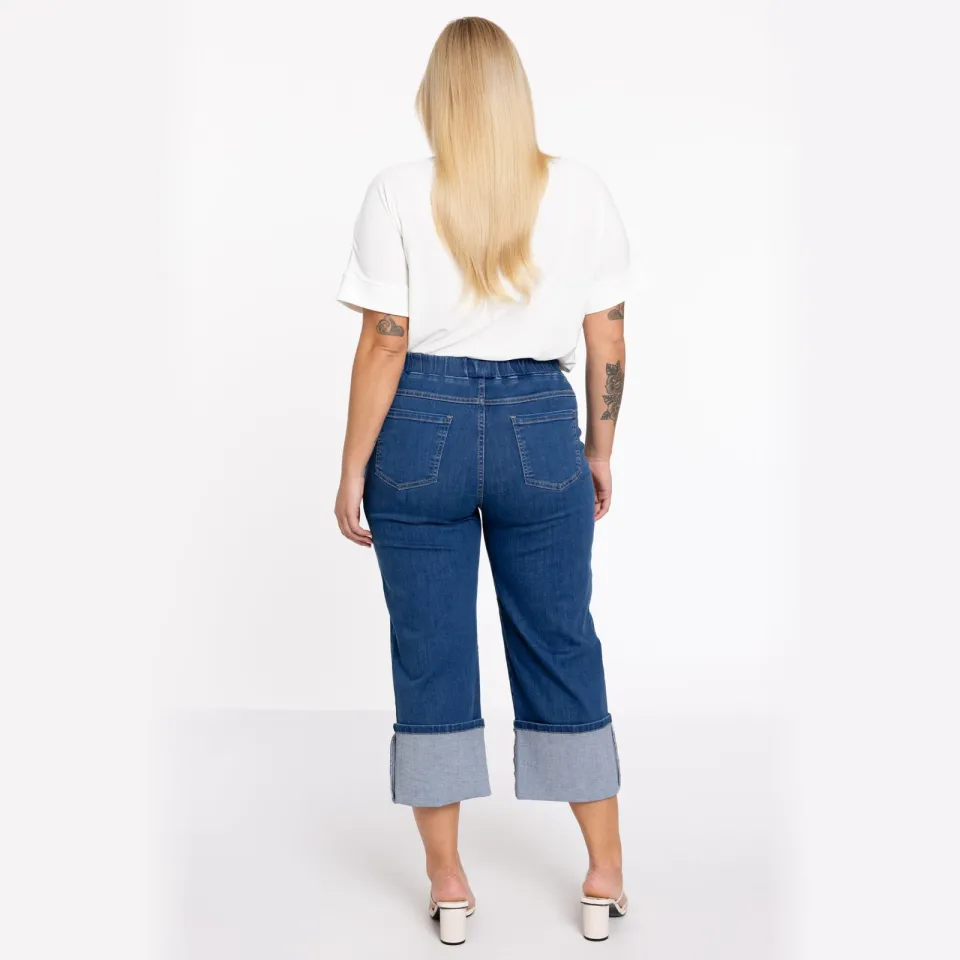 Yoek Jeans cropped met omslag | Blauw, foto 2