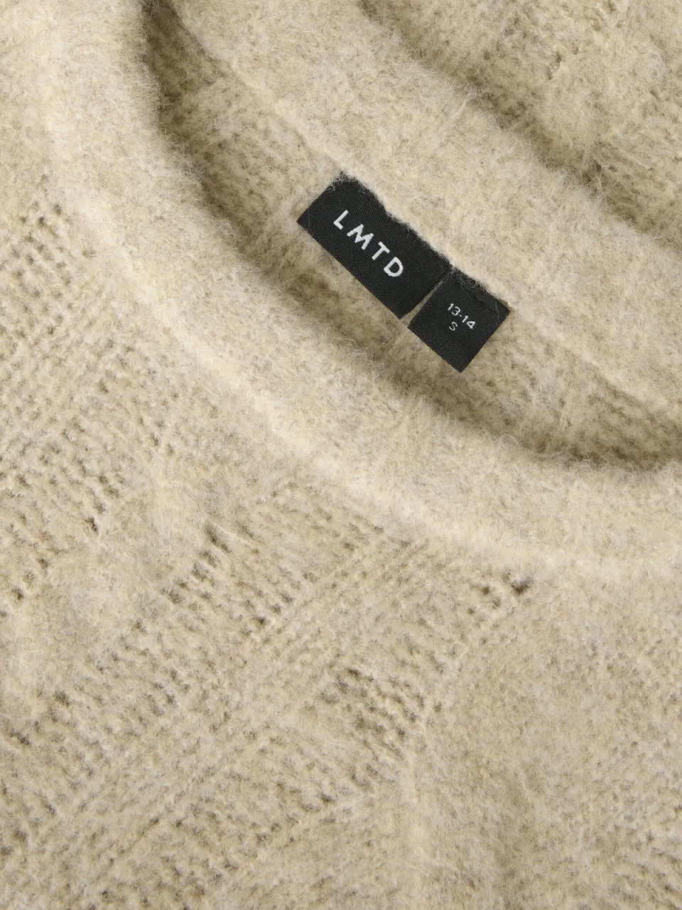 LMTD gebreide trui met kabels en wol - beige, foto 5