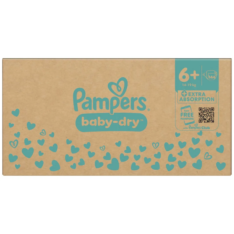 Pampers Baby-Dry Maat 6+ maandbox - 144 luiers, 14kg-19kg, foto 4