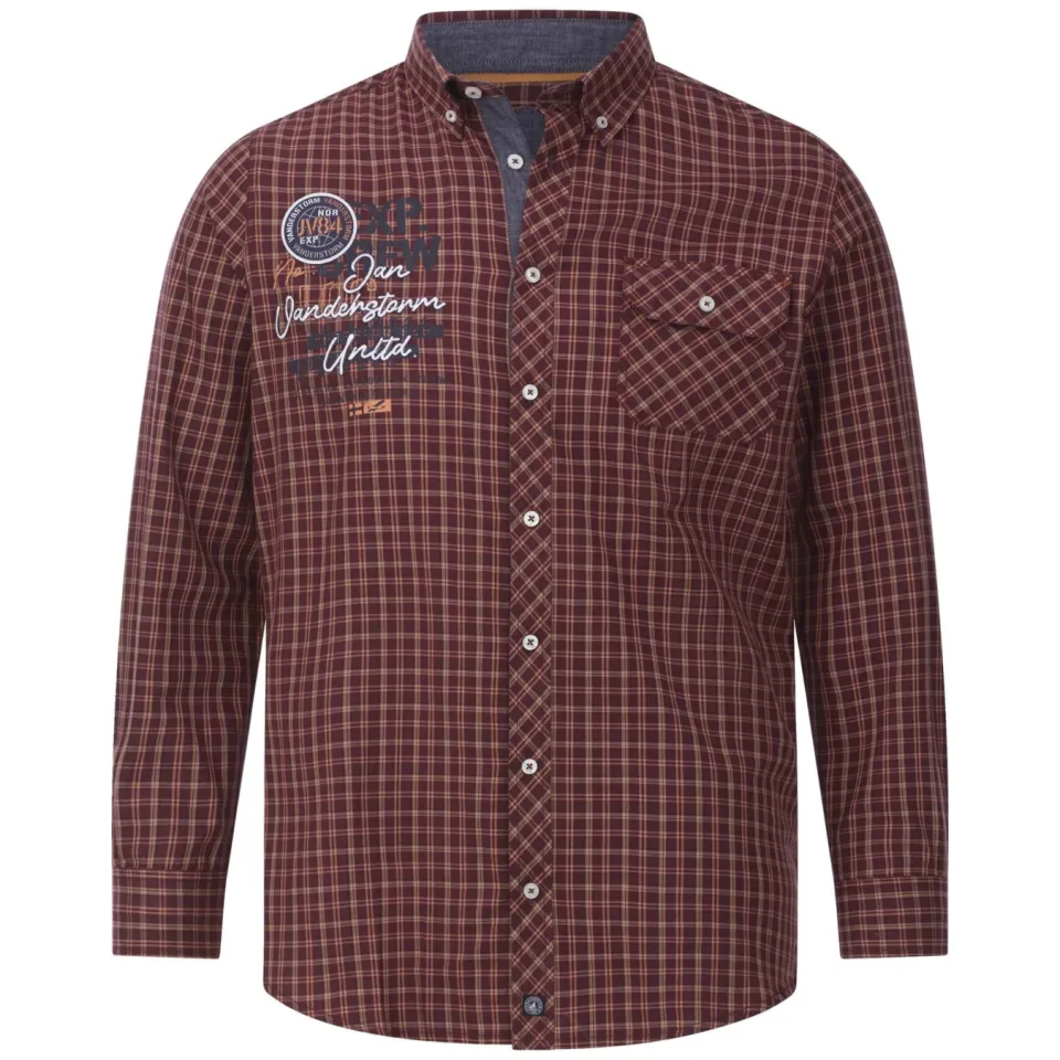 Jan Vanderstorm +FIT Collectie casual overhemd PERTAVIN Plus donkerrood, foto 2