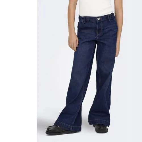 KIDS ONLY GIRL high waist wide leg jeans dark blue denim, foto 5
