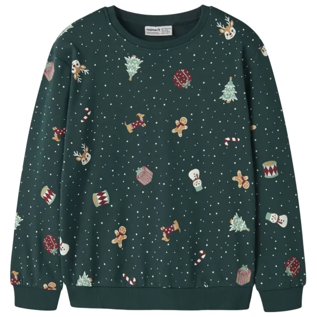 NAME IT KIDS sweater met print - groen