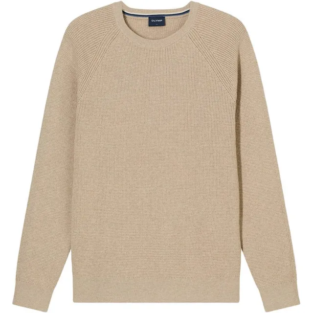 Olymp katoenen regular fit gebreide trui - beige lichtbeige