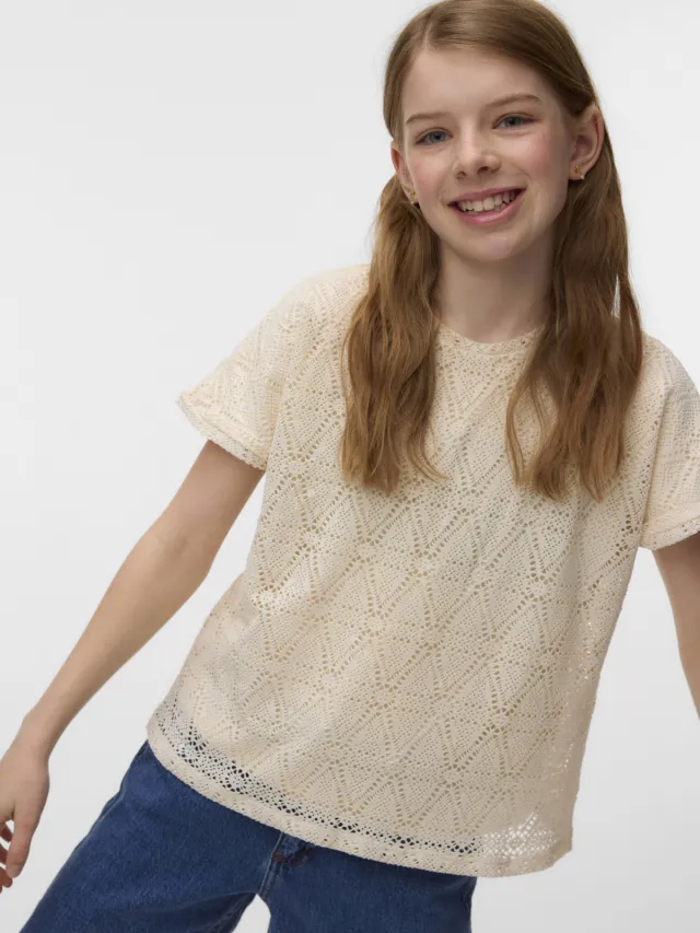 Vero Moda Girl blousetop gebreid ecru, foto 4