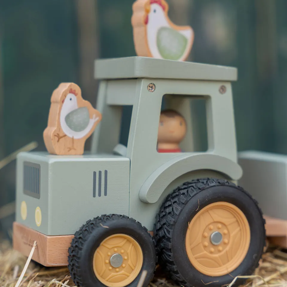 Little Dutch Little Farm tractor met trailer groen, foto 5