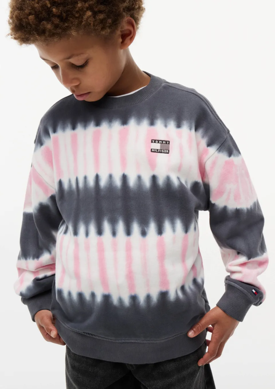 Tommy Hilfiger oversized tie-dye sweater - donkerblauw Donkerblauw/roze